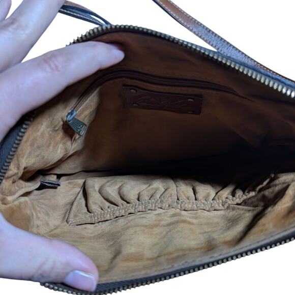 Patricia Nash Avellino Cognac Brown Leather Envelope Top Zip Crossbody Bag - Picture 6 of 7